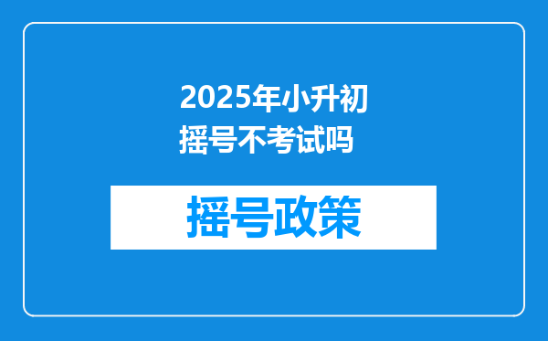 2025年小升初摇号不考试吗