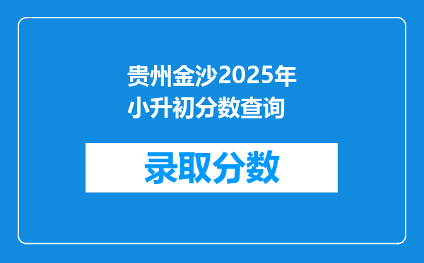 贵州金沙2025年小升初分数查询