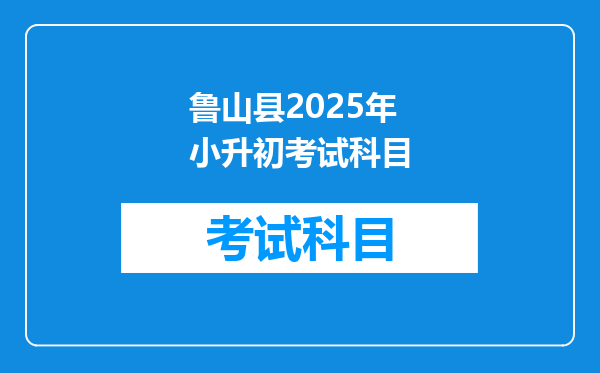 鲁山县2025年小升初考试科目