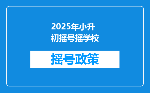 2025年小升初摇号摇学校