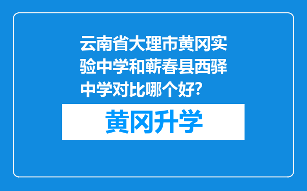 云南省大理市黄冈实验中学和蕲春县西驿中学对比哪个好？