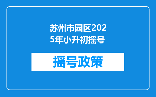 苏州市园区2025年小升初摇号