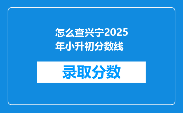 怎么查兴宁2025年小升初分数线