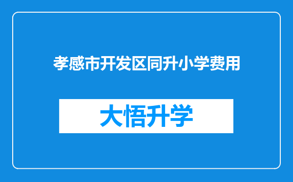 孝感市开发区同升小学费用