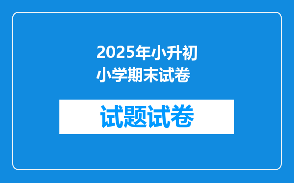 2025年小升初小学期末试卷