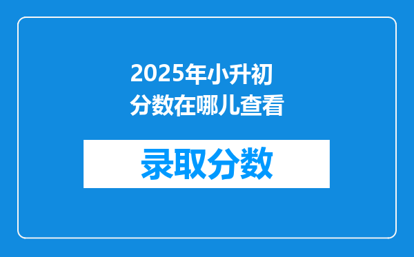 2025年小升初分数在哪儿查看