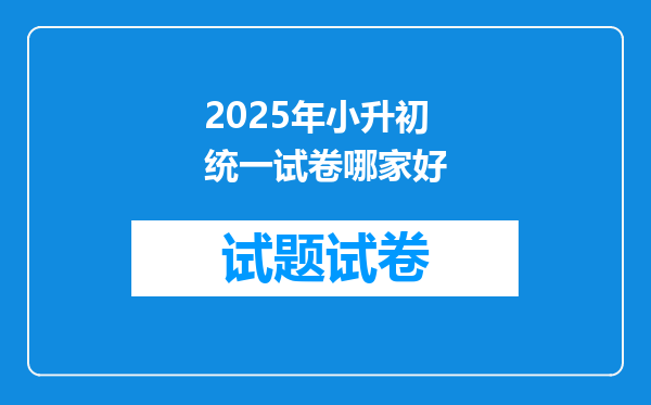 2025年小升初统一试卷哪家好