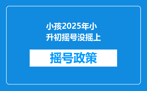 小孩2025年小升初摇号没摇上