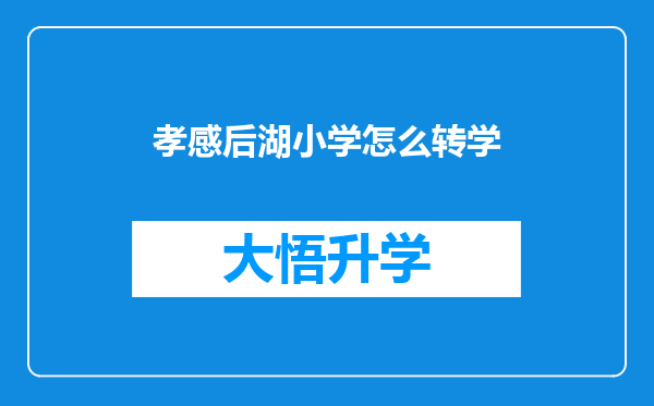 孝感后湖小学怎么转学