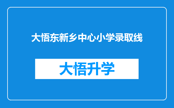 大悟东新乡中心小学录取线