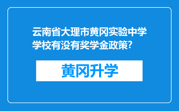 云南省大理市黄冈实验中学学校有没有奖学金政策？