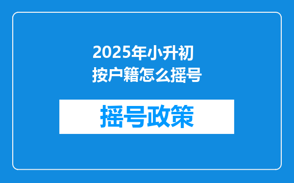 2025年小升初按户籍怎么摇号