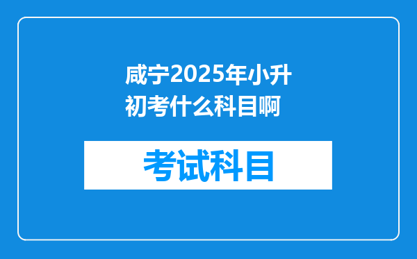 咸宁2025年小升初考什么科目啊