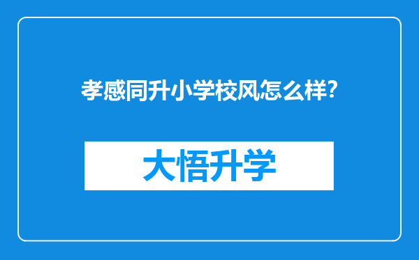 孝感同升小学校风怎么样？