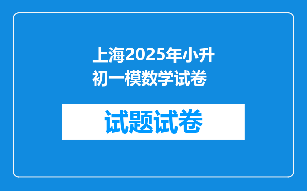 上海2025年小升初一模数学试卷