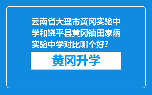 云南省大理市黄冈实验中学和饶平县黄冈镇田家炳实验中学对比哪个好？