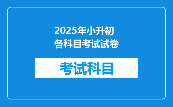 2025年小升初各科目考试试卷