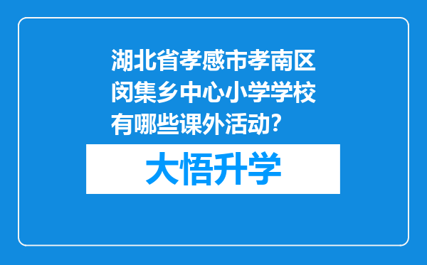 湖北省孝感市孝南区闵集乡中心小学学校有哪些课外活动？