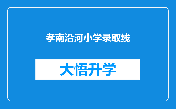 孝南沿河小学录取线