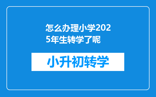 怎么办理小学2025年生转学了呢