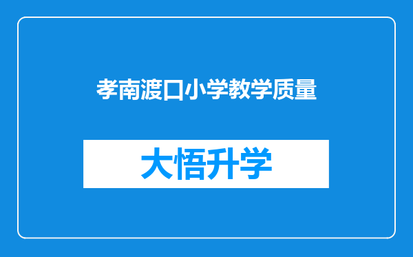 孝南渡口小学教学质量