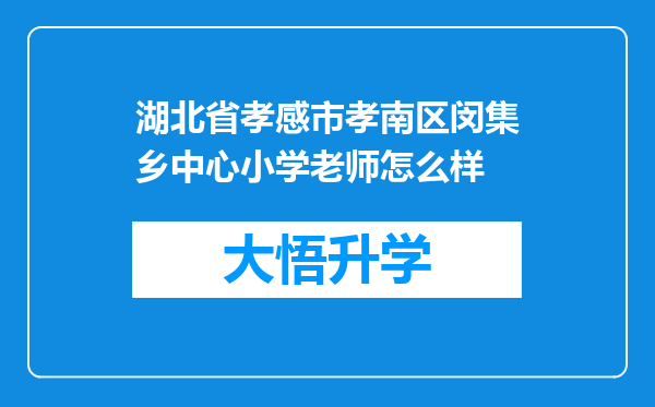 湖北省孝感市孝南区闵集乡中心小学老师怎么样