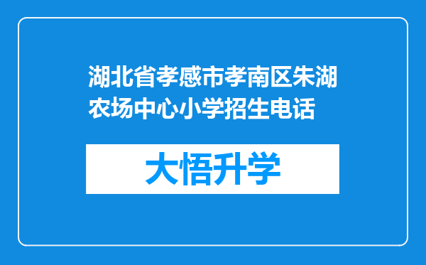 湖北省孝感市孝南区朱湖农场中心小学招生电话