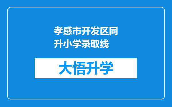 孝感市开发区同升小学录取线