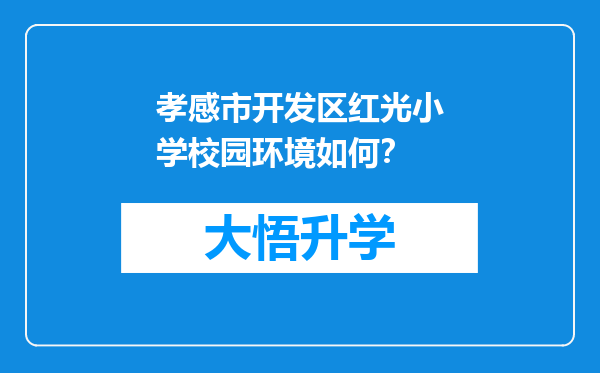 孝感市开发区红光小学校园环境如何？