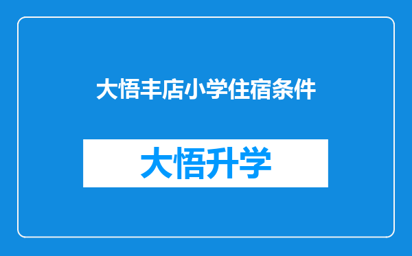 大悟丰店小学住宿条件