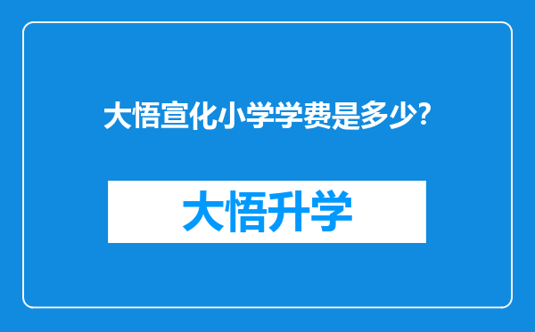 大悟宣化小学学费是多少？