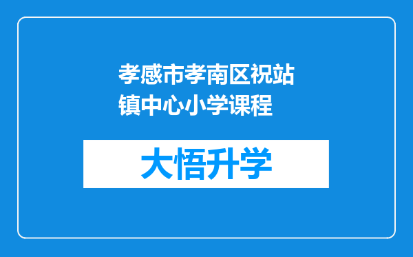 孝感市孝南区祝站镇中心小学课程