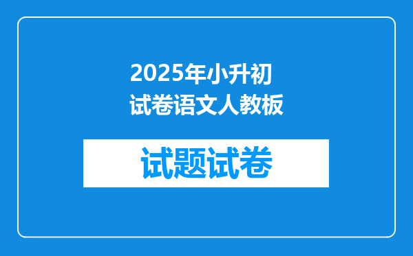 2025年小升初试卷语文人教板