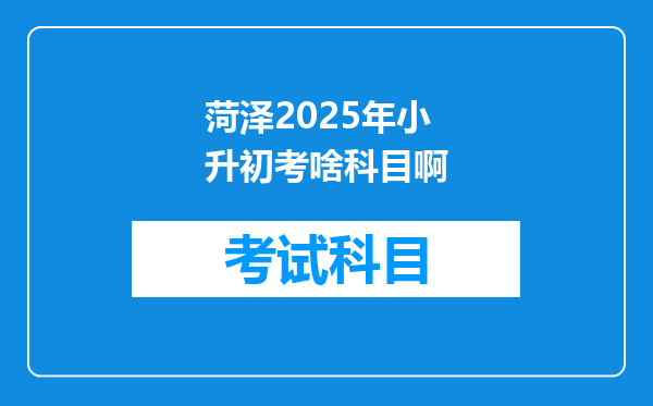 菏泽2025年小升初考啥科目啊