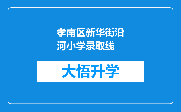 孝南区新华街沿河小学录取线