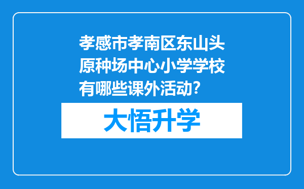 孝感市孝南区东山头原种场中心小学学校有哪些课外活动？