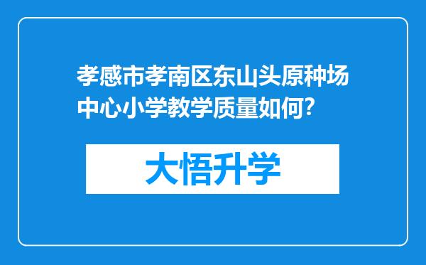 孝感市孝南区东山头原种场中心小学教学质量如何？