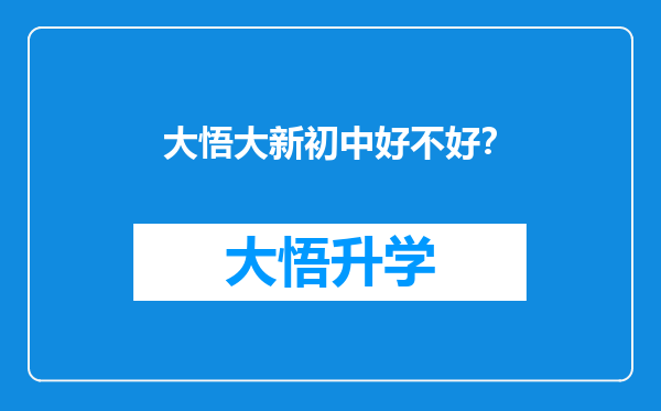 大悟大新初中好不好？