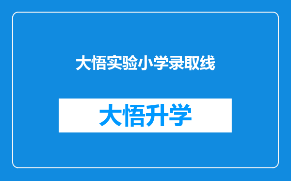 大悟实验小学录取线