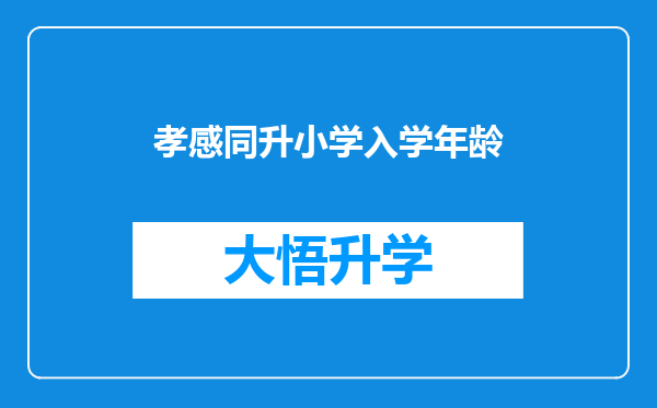 孝感同升小学入学年龄