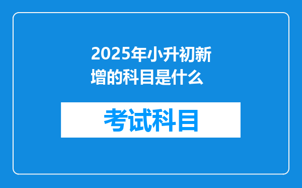 2025年小升初新增的科目是什么