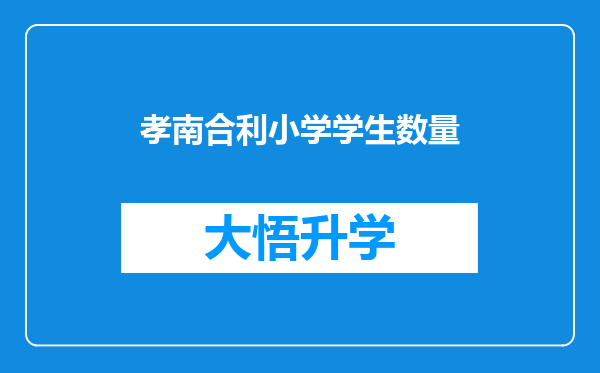 孝南合利小学学生数量