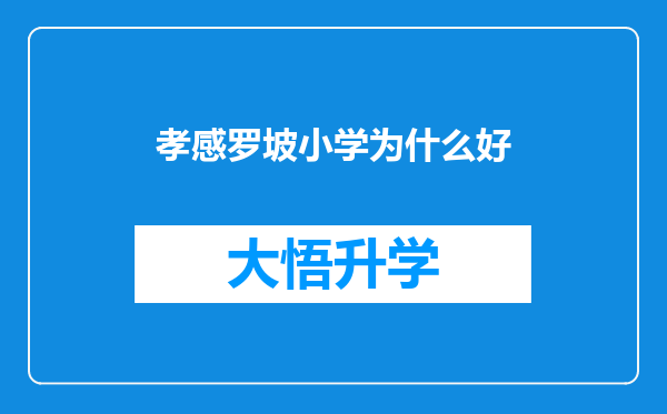 孝感罗坡小学为什么好