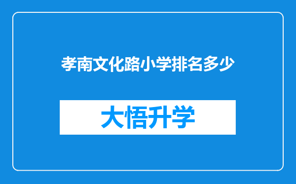 孝南文化路小学排名多少