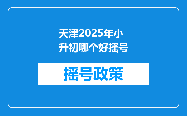 天津2025年小升初哪个好摇号