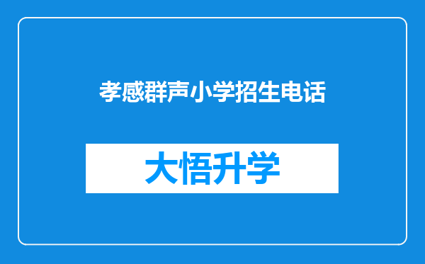 孝感群声小学招生电话