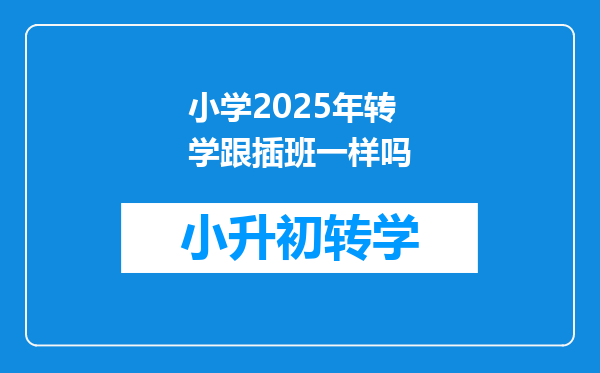 小学2025年转学跟插班一样吗