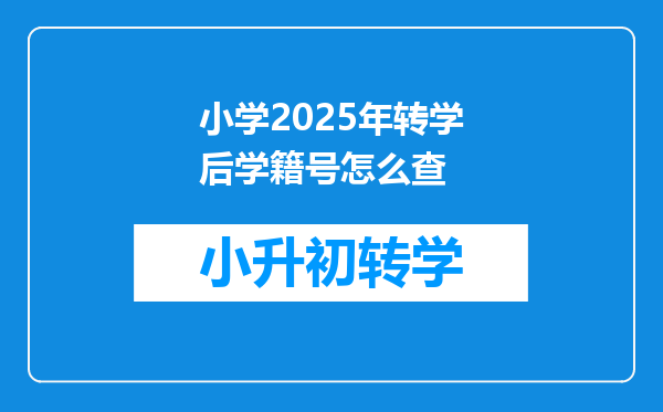 小学2025年转学后学籍号怎么查