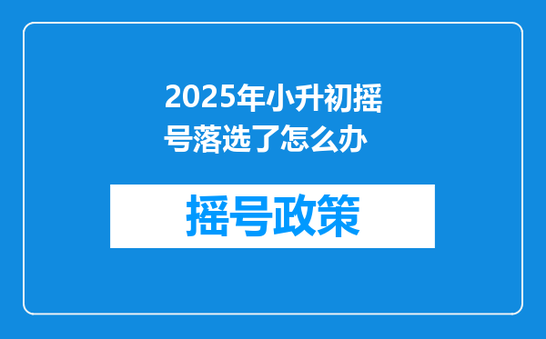 2025年小升初摇号落选了怎么办