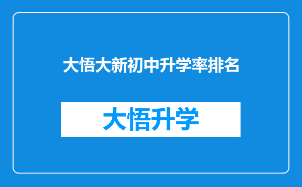 大悟大新初中升学率排名